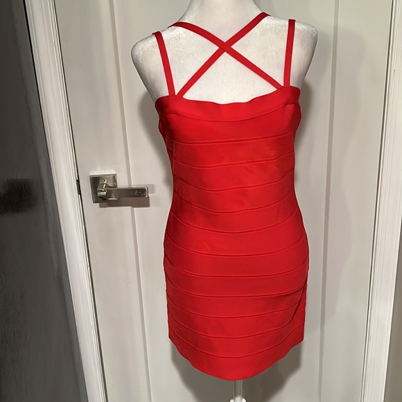 Herve Leger Bandaige Strappy Mini Dress Size Medium - Picture 3 of 6